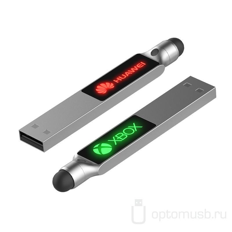 Флешка USB + стилус (под заказ) с подсветкой логотипа