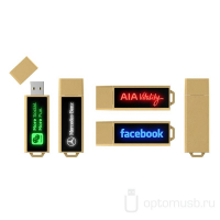Деревянная флешка с LED подсветкой BOOM