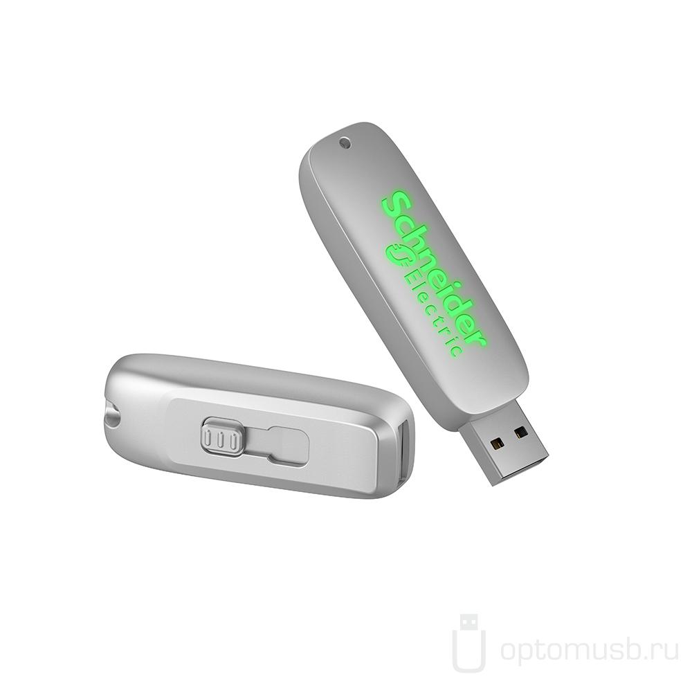 Флешка с LED подсветкой COMET, серебристый