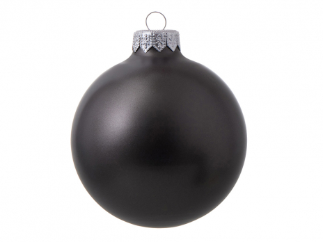 Стеклянный елочный шар Christmas bauble, черный металлик, с серебристым колпачком в черной коробке