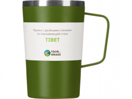 Стальная кружка с двойными стенками и порошковым покрытием Tibet, хаки