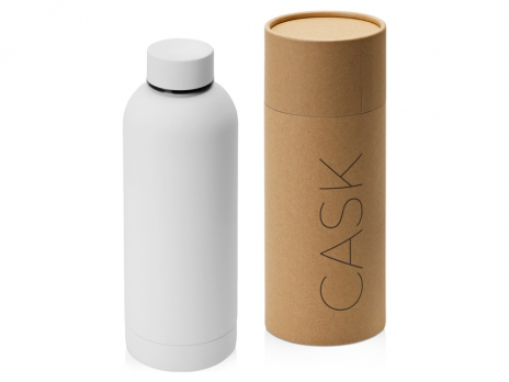Вакуумная термобутылка Cask Waterline, soft touch, 500 мл, тубус, белый