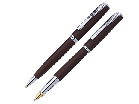 Набор Pierre Cardin PEN&PEN: ручка шариковая + роллер. Цвет - коричневый матовый. Упаковка Е.