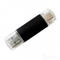 Флешка (OTG) с 2 разъемами USB и Type-C, черная