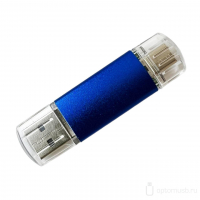 Флешка (OTG) с 2 разъемами USB и Type-C, синяя