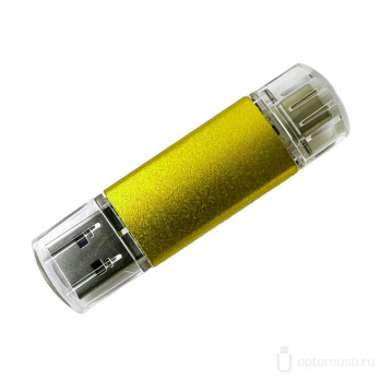 Флешка (OTG) с 2 разъемами USB и Type-C, желтая