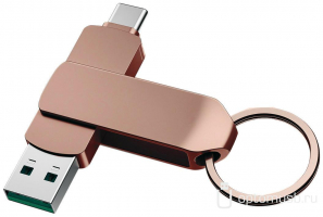 Флешка OTG VACO 2 в 1 (USB и Type-C), розовая