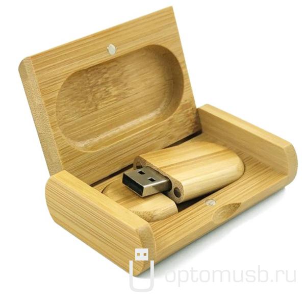 Флешка дерево Bamboo в подарочной коробке, светлое дерево