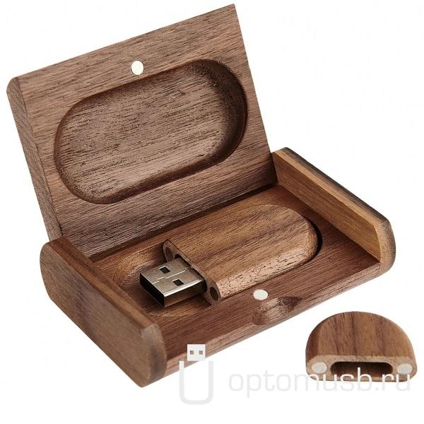 Флешка дерево Bamboo в подарочной коробке, темное дерево