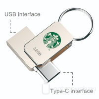 Миниатюрный металлический брелок-флешка MUPI, OTG USB + type C, с логотипом