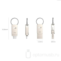 Миниатюрный металлический брелок-флешка MUPI, OTG USB + type C, размеры
