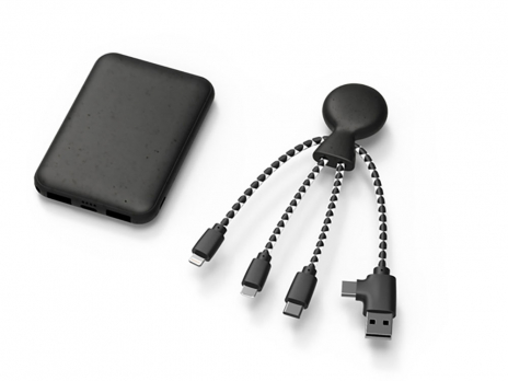 Портативное зарядное устройство BioPack c кабелем Mr. Bio, 5000 mAh, черный
