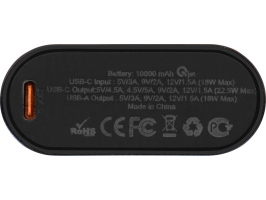 Внешний аккумулятор с QC/PD Qwik, 10000 mah, черный