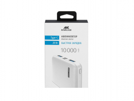 RIVACASE VA2532 (10000 мАч) QC/PD 20W внешний аккумулятор с дисплеем, белый 12/48