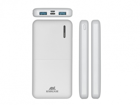 RIVACASE VA2532 (10000 мАч) QC/PD 20W внешний аккумулятор с дисплеем, белый 12/48