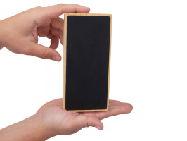 Внешний аккумулятор с подсветкой лого и солнечной панелью Reedia S1, 10000 mAh, бамбук, черный